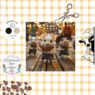 Decoupage Whimsical Line Dancing Mice Tissue Paper