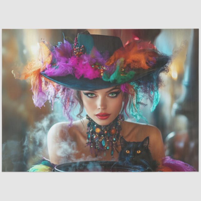 Decoupage Whimsical Magical Good Witch  Tissue Pap Paper (Front)