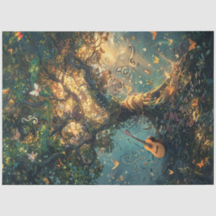 Decoupage Whimsical Magical Musical Tree Tissue Paper