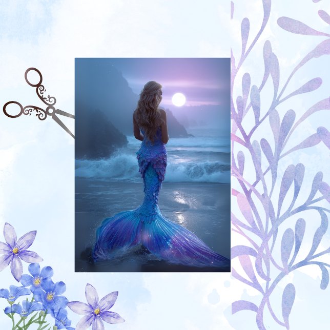 Decoupage Whimsical Mermaid Mystical Scene Ocean  Tissue Paper (Creator Uploaded)