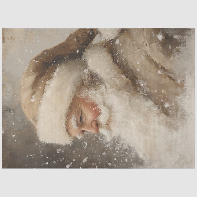 Decoupage Whimsical Non Traditional Santa Tan Suit Tissue Paper (Front)