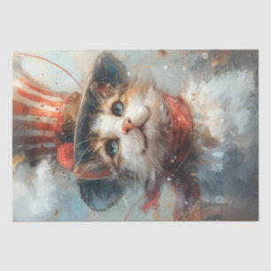Decoupage Whimsical Patriotic Paws The Cat  Tissue Paper