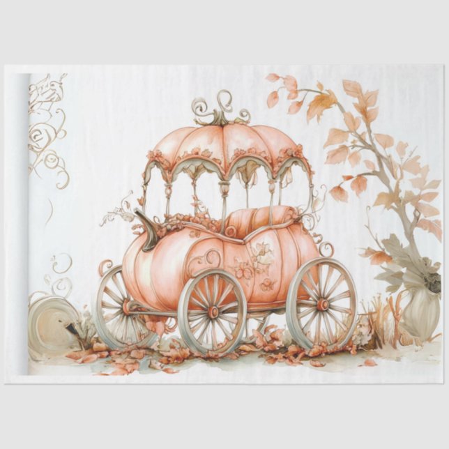 Decoupage Whimsical Peach Carriage  Tissue Paper (Front)