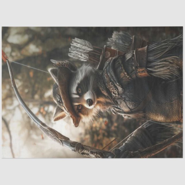 Decoupage Whimsical Racoon Robyn Hood of Forest Tissue Paper (Front)