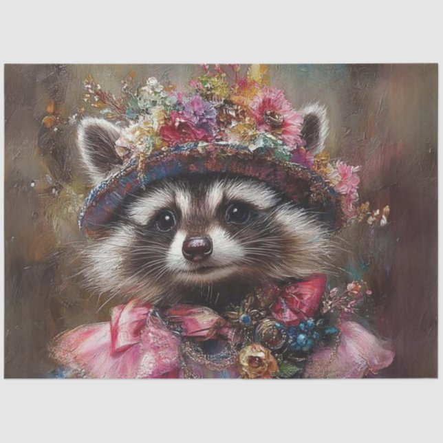 Decoupage Whimsical Racoon Vintage Attire  Tissue Paper (Front)