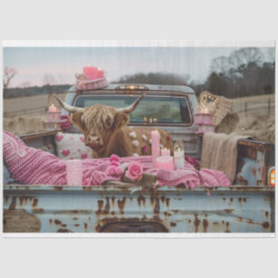 Decoupage Whimsical Romantic Setting Highland Cow Tissue Paper