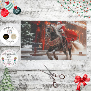 Decoupage Whimsical Santa on a Stallion Midnight Tissue Paper