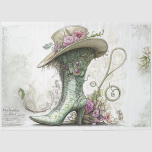 Decoupage Whimsical Scrapbooking Vintage Boot Tissue Paper