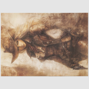 Decoupage Whimsical Sepia Cowgirl Gunslinger Tissue Paper