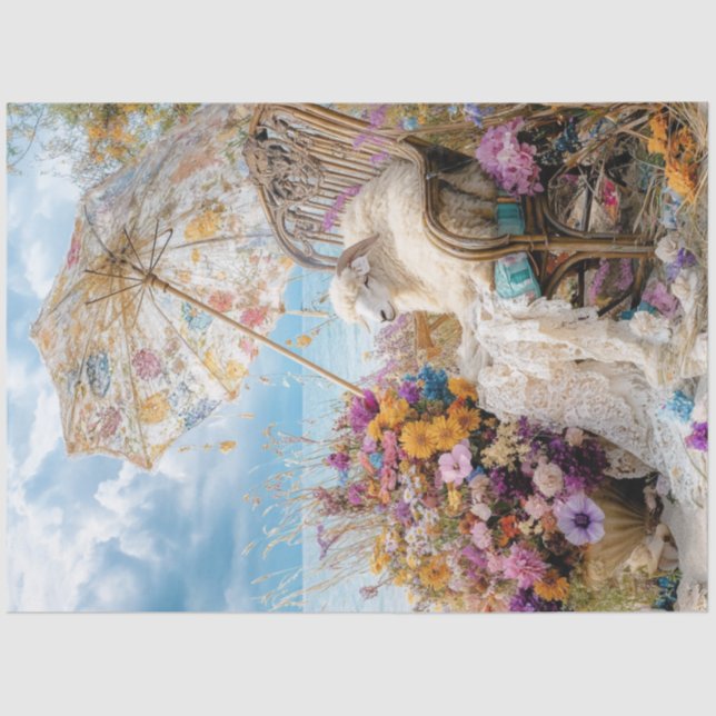 Decoupage Whimsical Sheep Beach Lounging Umbrella  Tissue Paper (Front)