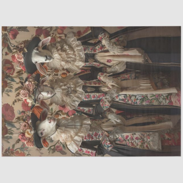 Decoupage Whimsical Sheep Dressed in Vintage  Tissue Paper (Front)