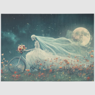 Decoupage Whimsical Skeleton Bride Bicycle  Tissue Paper