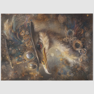 Decoupage Whimsical Steampunk Ostrich Top Hat Tissue Paper