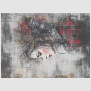 Decoupage Whimsical Valentine Portrait of Lady  Tissue Paper