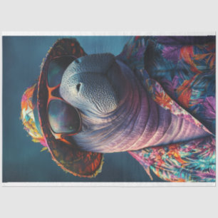 Decoupage Whimsical Vibrant Coloured Beach Manatee Tissue Paper