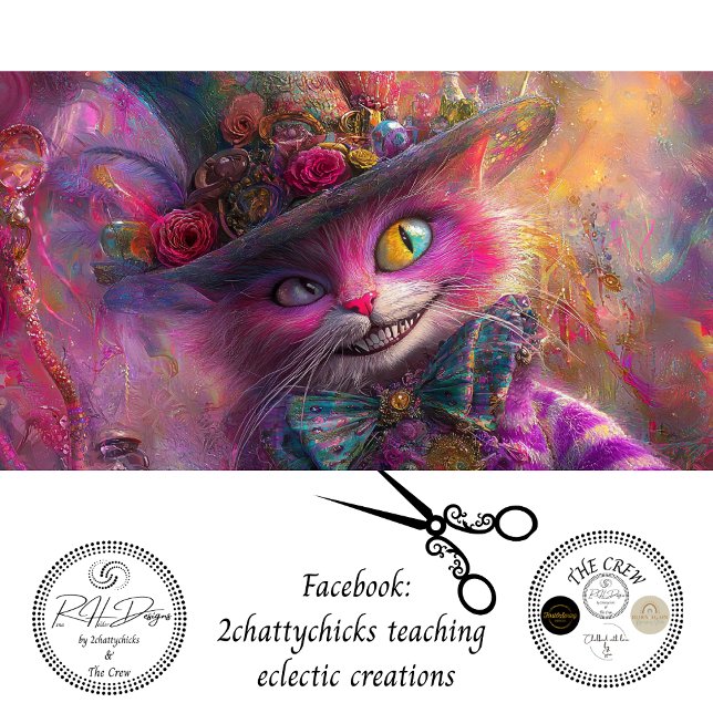 Decoupage Whimsical Vibrant Crazy Eye Cat in a Hat Tissue Paper (Creator Uploaded)