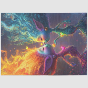 Decoupage Whimsical Vibrant Heart Fairy Characters Tissue Paper