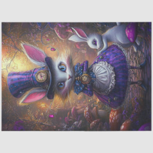 Decoupage Whimsical Victorian Rabbit Gold & Purple Tissue Paper