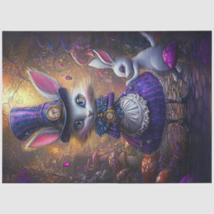 Decoupage Whimsical Victorian Rabbit Gold & Purple Tissue Paper
