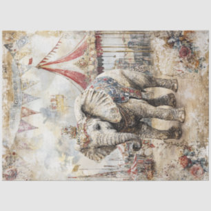 Decoupage Whimsical Vintage Elephant Circus Scene  Tissue Paper