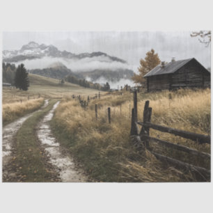 Decoupage Whispering Woods Cabin Mountains Tissue Paper