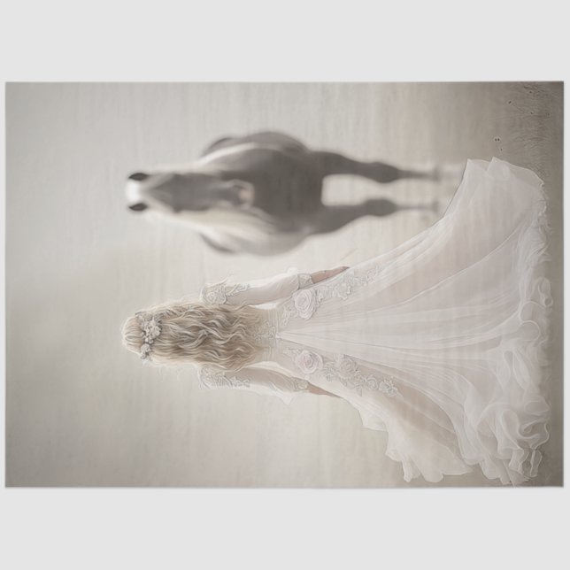 Decoupage Whispers of Wedding Day Lady & Horse Tissue Paper (Front)