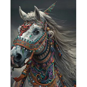 Decoupage White Ceremonial American Indian Horse Tissue Paper