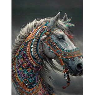 Decoupage White Ceremonial American Indian Horse Tissue Paper