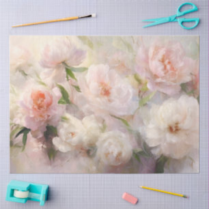 Decoupage White & Pink Peonies Watercolor Painting Tissue Paper