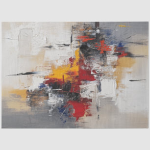 Decoupage White, Red, Black, Blue Gray Abstract Tissue Paper