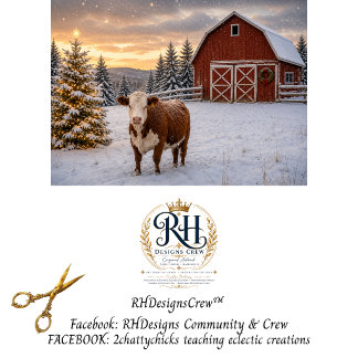 Decoupage Winter Farmhouse Cow Scene Tissue Paper