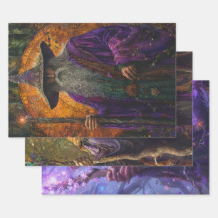 Decoupage Wizards Eldric Enchanter  Wrapping Paper Sheet