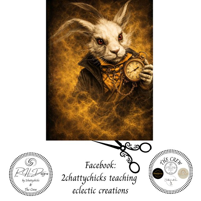 Decoupage Wonderland Inspired Rabbit Timekeeper Tissue Paper (Creator Uploaded)
