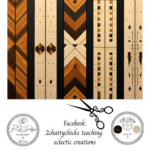 Decoupage Wooden Geometric Inlay Rustic Colors Tissue Paper