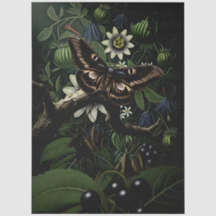 Decoupage Woodland Moth Illustration Tissue Paper