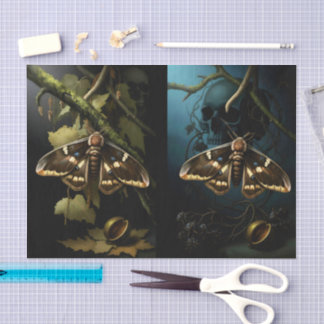 Decoupage Woodland Moth Illustration Tissue Paper