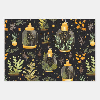 Decoupage Wrapping Paper Terrariums Set of 3