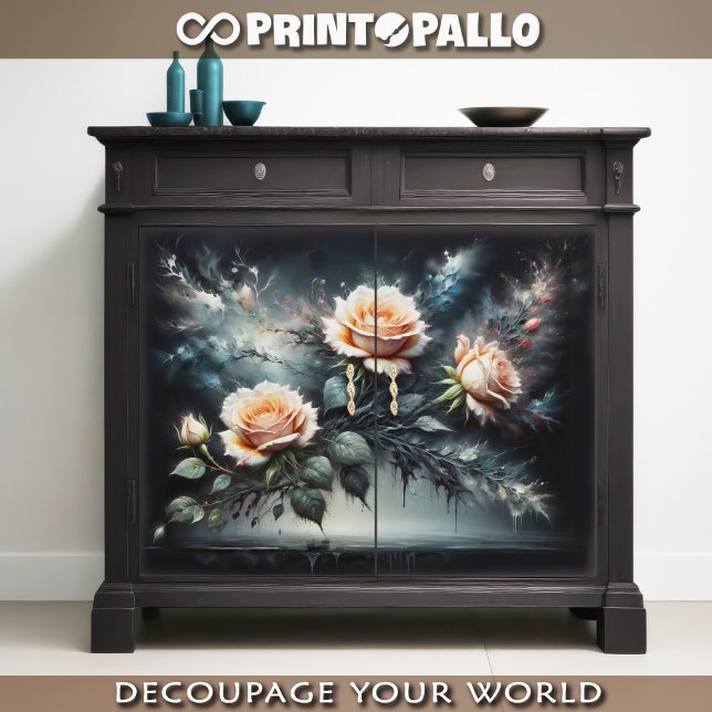 Decoupage - Yellow roses on black -  Tissue Paper (Creator Uploaded)