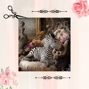 Decoupage Zebra Bloom Roses Couch Vintage Portrait Tissue Paper