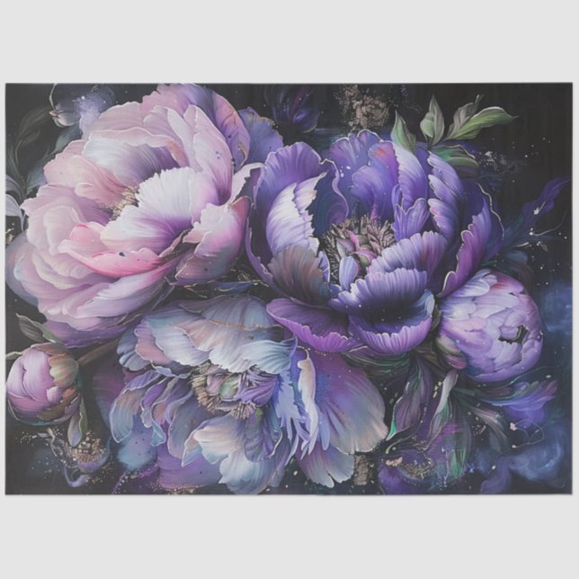 Decoupge Vibrant Digital Vibrant Peony Purple Pink Tissue Paper (Front)