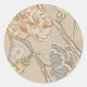 Decrative Organza Chintz Floral Design Classic Round Sticker