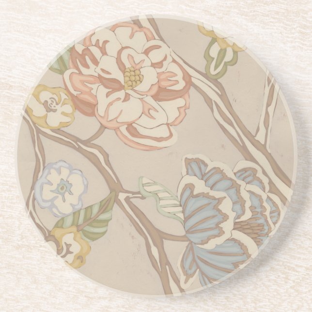Decrative Organza Chintz Floral Design Coaster (Front)