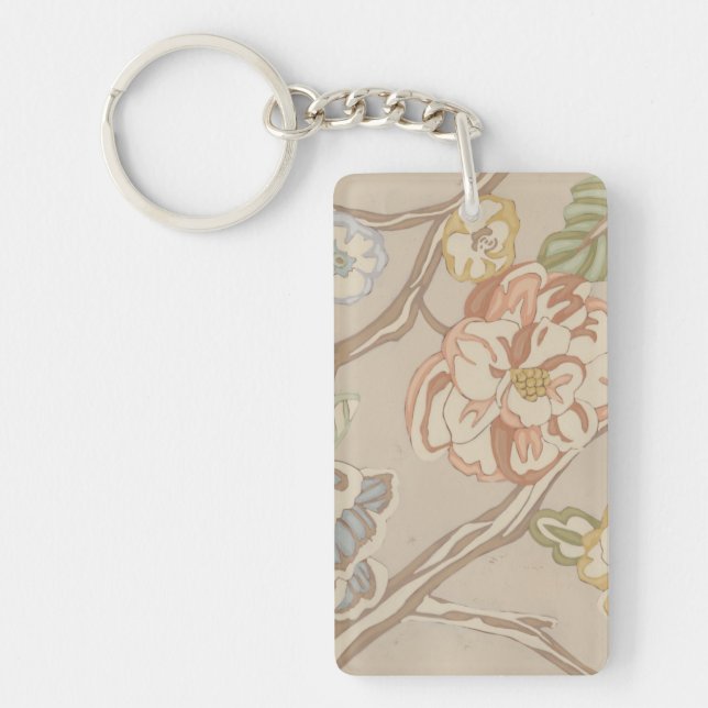 Decrative Organza Chintz Floral Design Key Ring (Front)