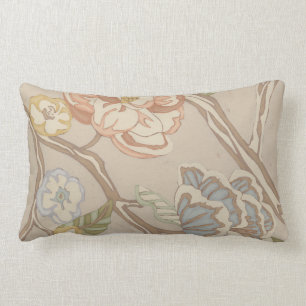Decrative Organza Chintz Floral Design Lumbar Cushion