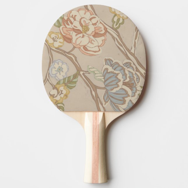 Decrative Organza Chintz Floral Design Ping Pong Paddle (Front)