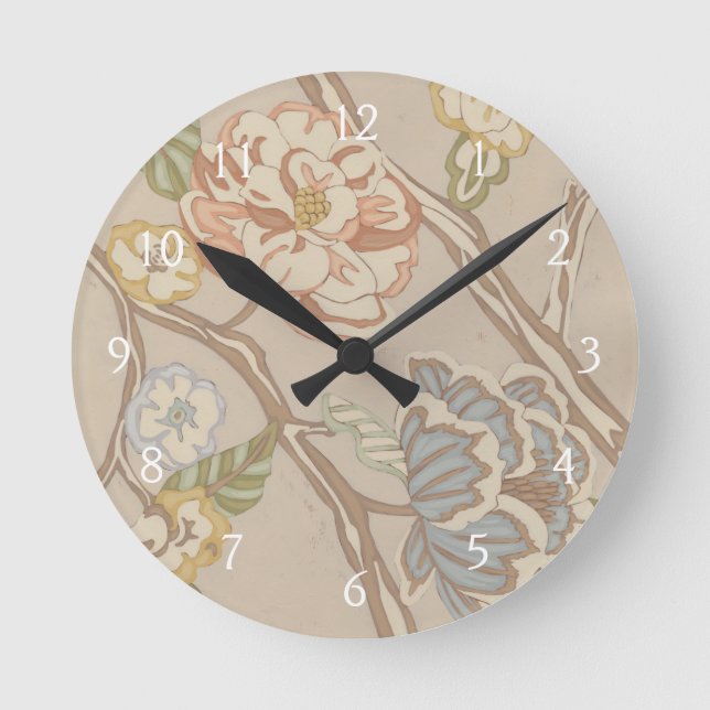 Decrative Organza Chintz Floral Design Round Clock (Front)