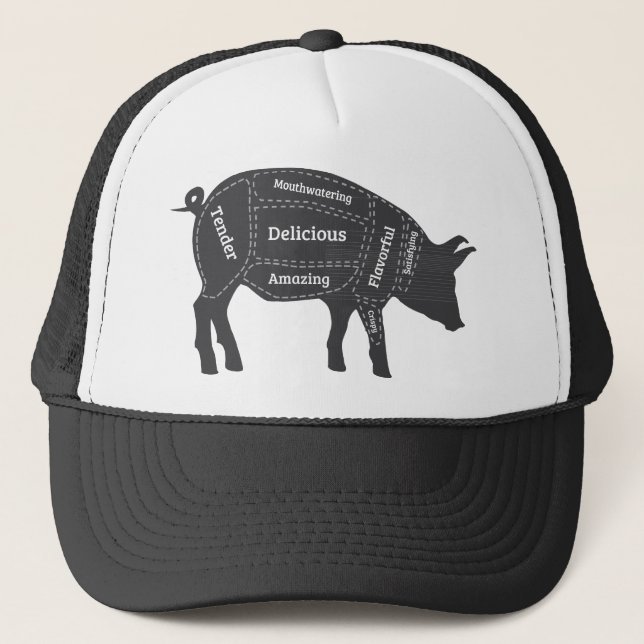Decriptive Pig Primal Map Trucker Hat (Front)