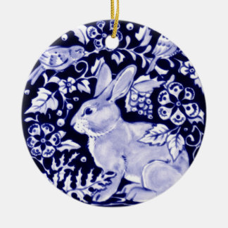 Dedham Blue Rabbit, Classic Blue & White Design Ceramic Ornament