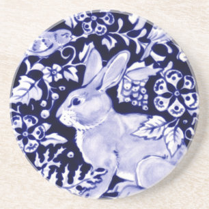 Dedham Blue Rabbit, Classic Blue & White Design Coaster