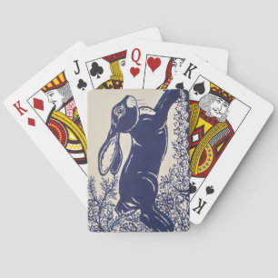 Dedham Blue Rabbit, Vintage Blue & White Design Playing Cards